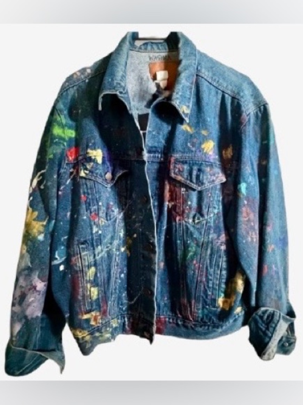 Paint-Splatter Blue Denim Jacket - Vintage Style Hand Painted